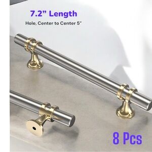 Elegant Gold and Silver Cabinet Handles - Set of 8